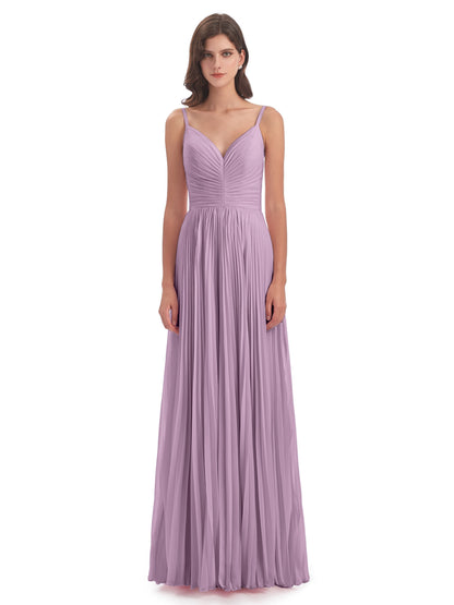 Jazlynn Floor Length Spaghetti Straps Chiffon Bridesmaid Dresses
