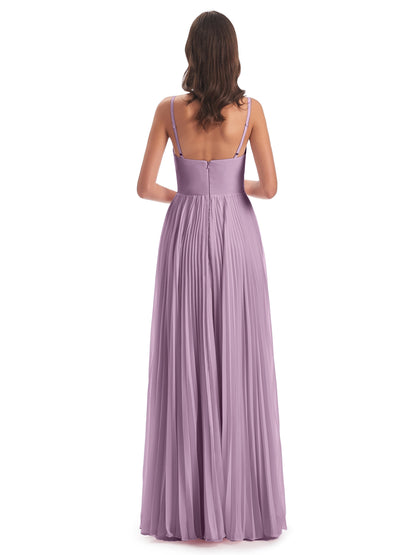 Jazlynn Floor Length Spaghetti Straps Chiffon Bridesmaid Dresses