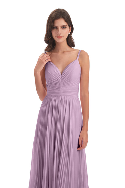 Jazlynn Floor Length Spaghetti Straps Chiffon Bridesmaid Dresses