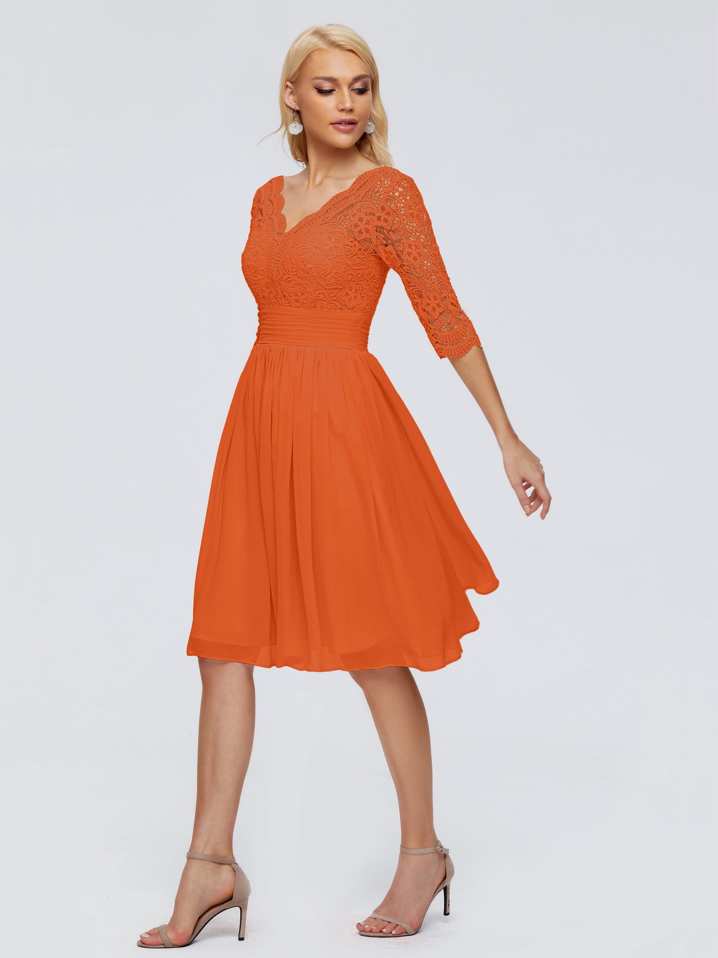 Jordyn Knee Length Lace Bridesmaid Dresses
