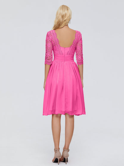 Jordyn Knee Length Lace Bridesmaid Dresses