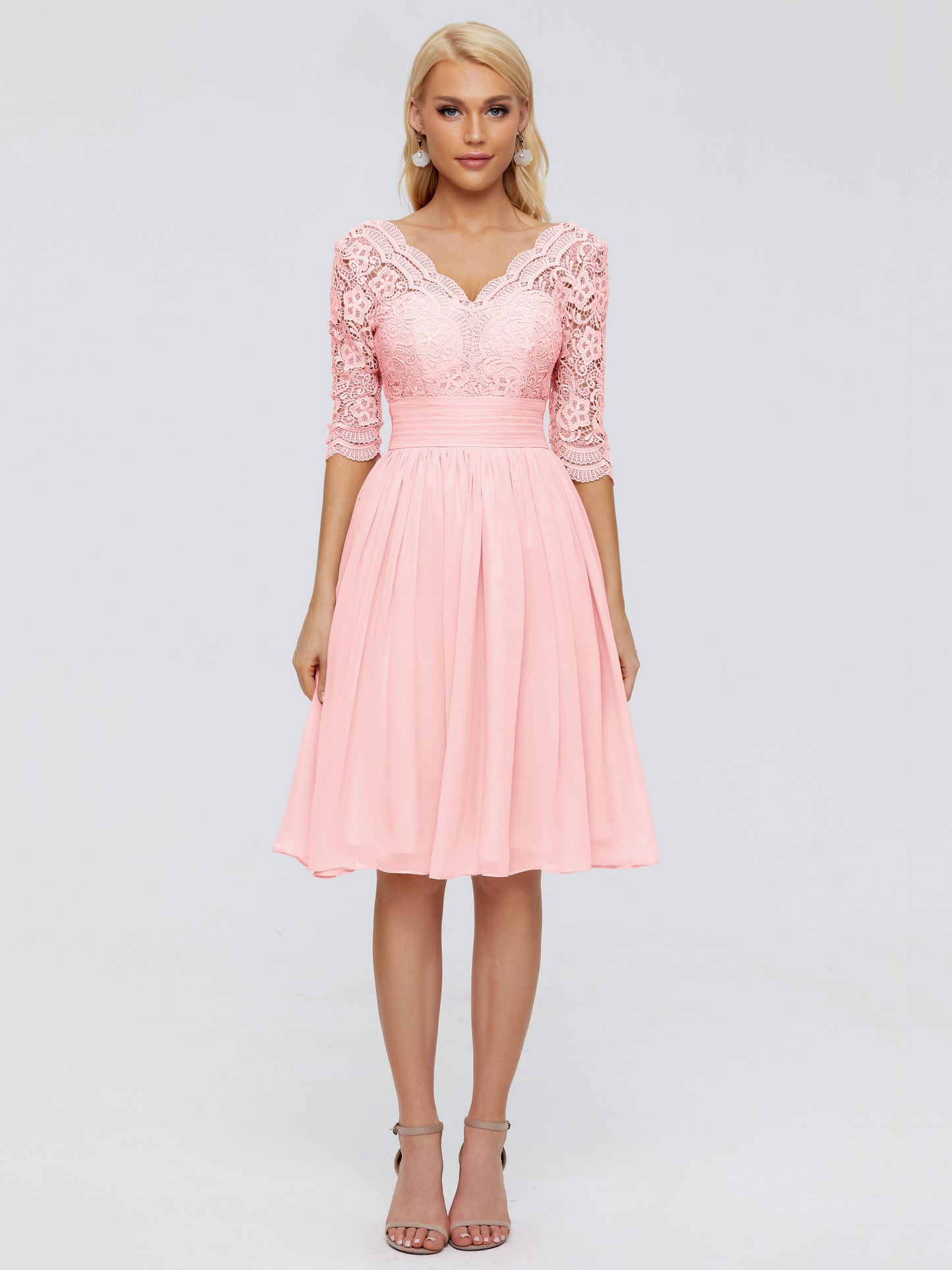Jordyn Knee Length Lace Bridesmaid Dresses