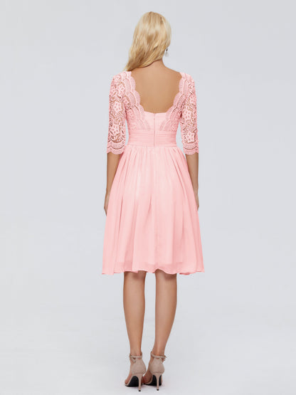 Jordyn Knee Length Lace Bridesmaid Dresses