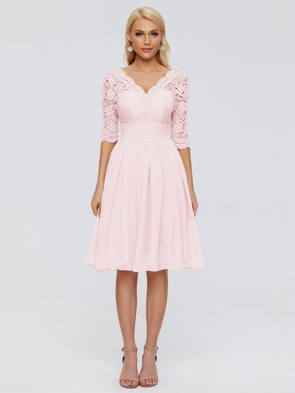 Jordyn Knee Length Lace Bridesmaid Dresses