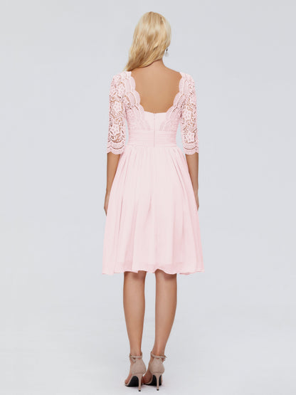 Jordyn Knee Length Lace Bridesmaid Dresses