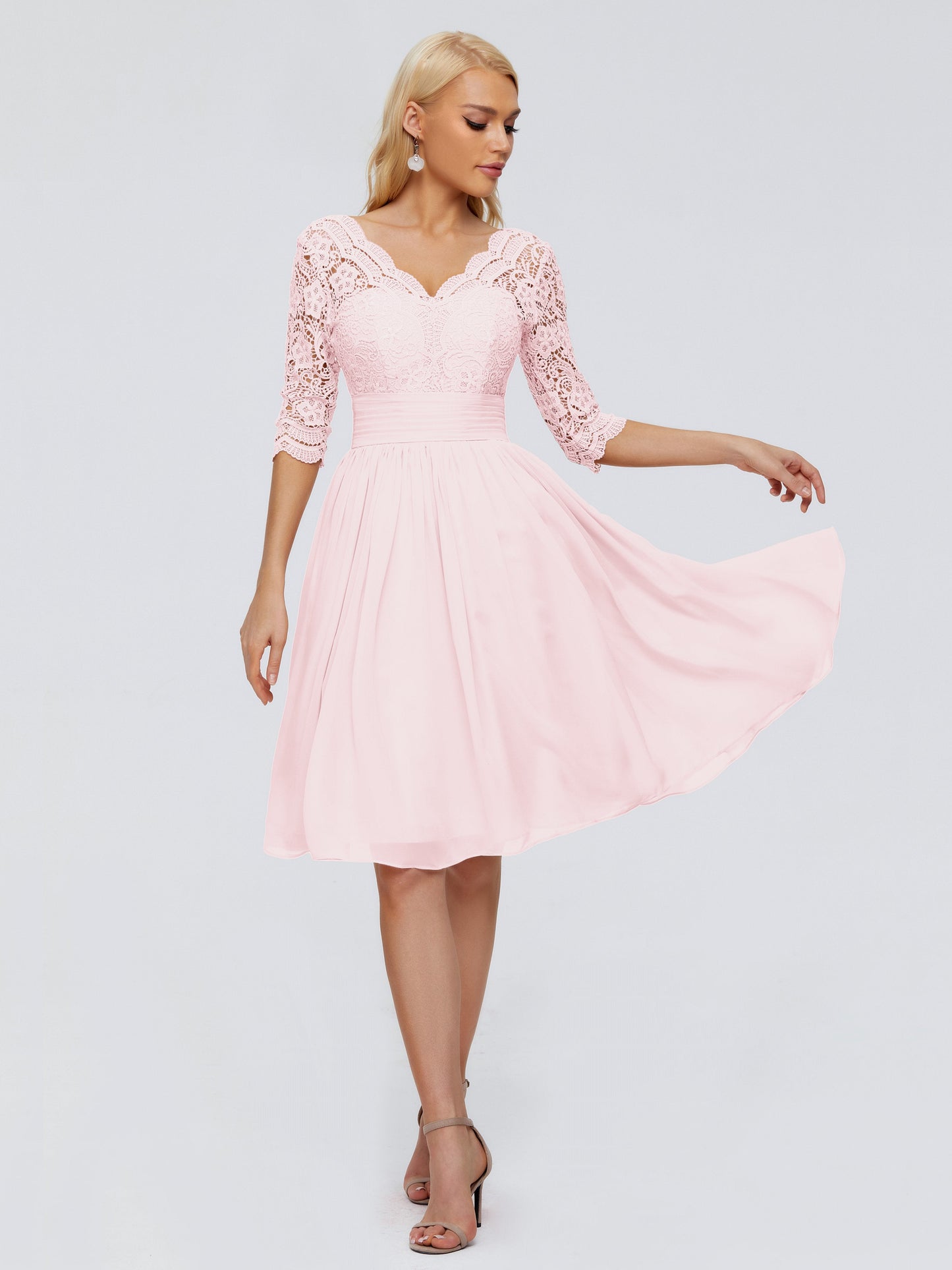 Jordyn Knee Length Lace Bridesmaid Dresses