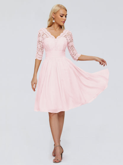 Jordyn Knee Length Lace Bridesmaid Dresses