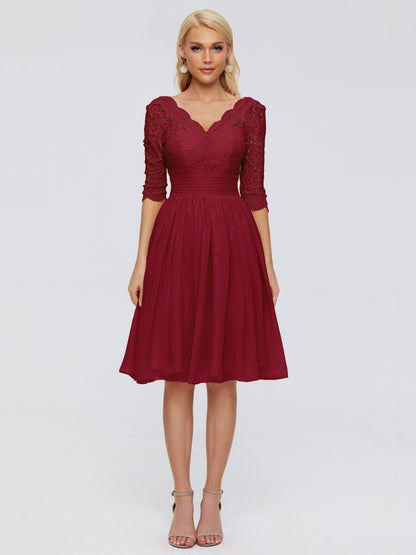 Jordyn Knee Length Lace Bridesmaid Dresses