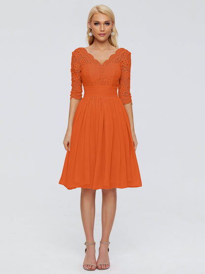 Jordyn Knee Length Lace Bridesmaid Dresses