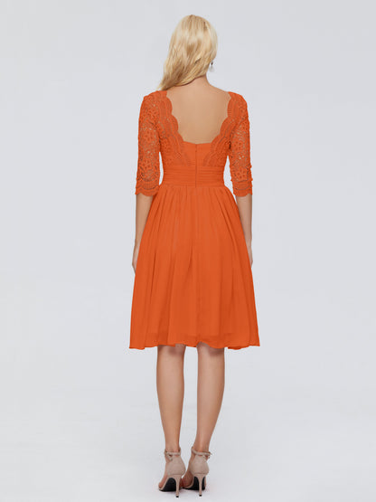 Jordyn Knee Length Lace Bridesmaid Dresses