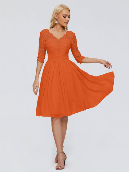 Jordyn Knee Length Lace Bridesmaid Dresses