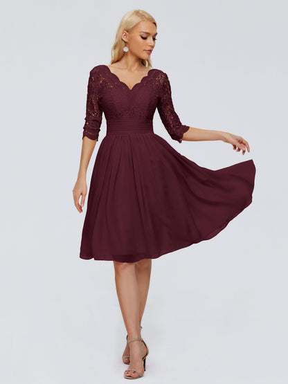 Jordyn Knee Length Lace Bridesmaid Dresses
