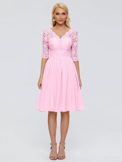 Jordyn Knee Length Lace Bridesmaid Dresses