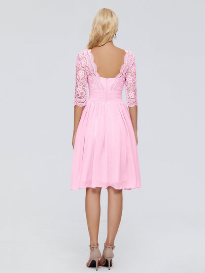 Jordyn Knee Length Lace Bridesmaid Dresses