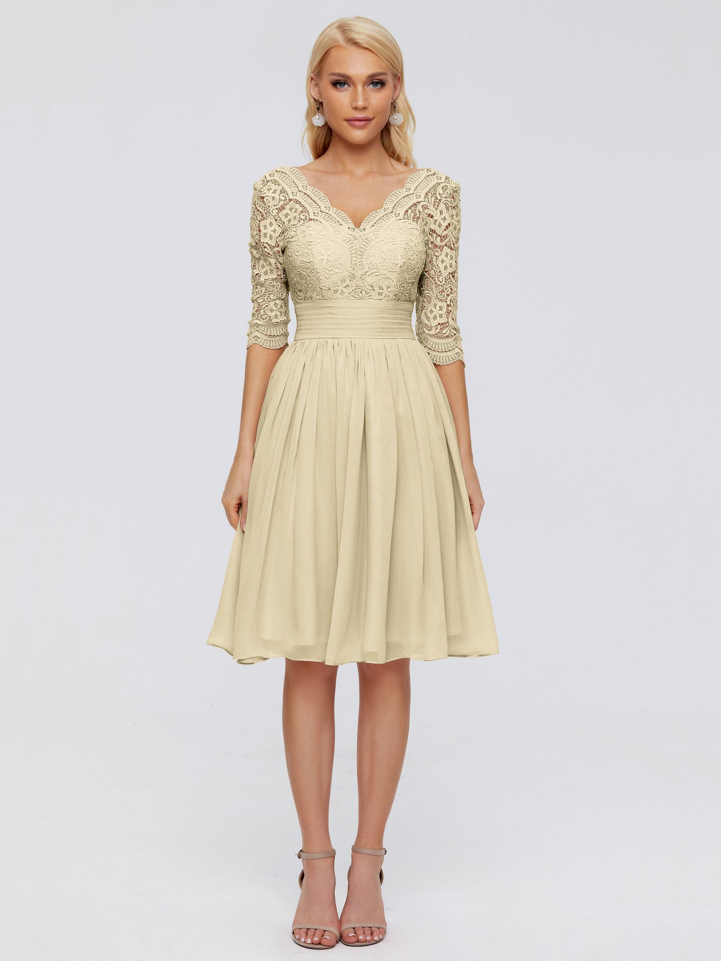 Jordyn Knee Length Lace Bridesmaid Dresses