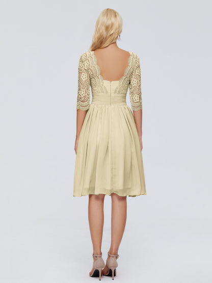 Jordyn Knee Length Lace Bridesmaid Dresses
