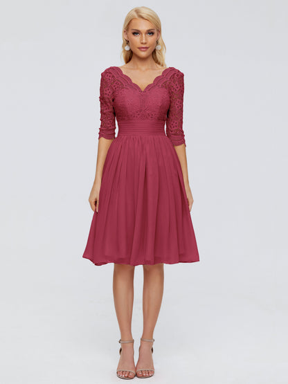 Jordyn Knee Length Lace Bridesmaid Dresses