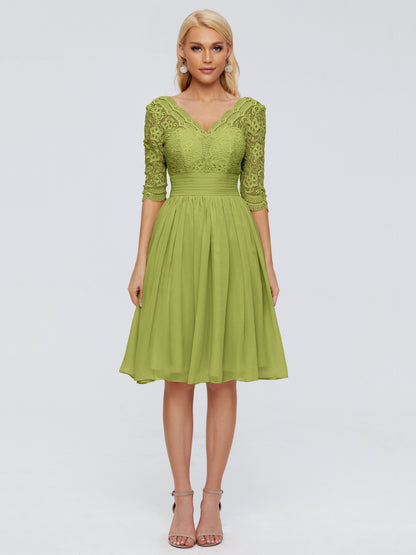 Jordyn Knee Length Lace Bridesmaid Dresses