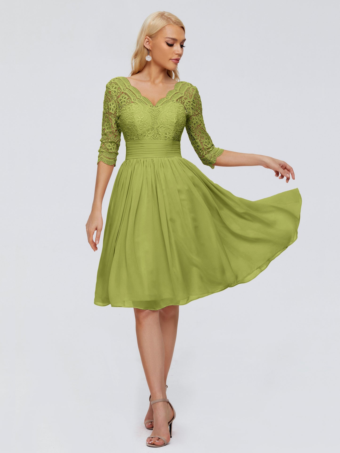 Jordyn Knee Length Lace Bridesmaid Dresses