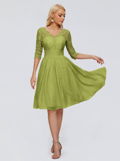 Jordyn Knee Length Lace Bridesmaid Dresses