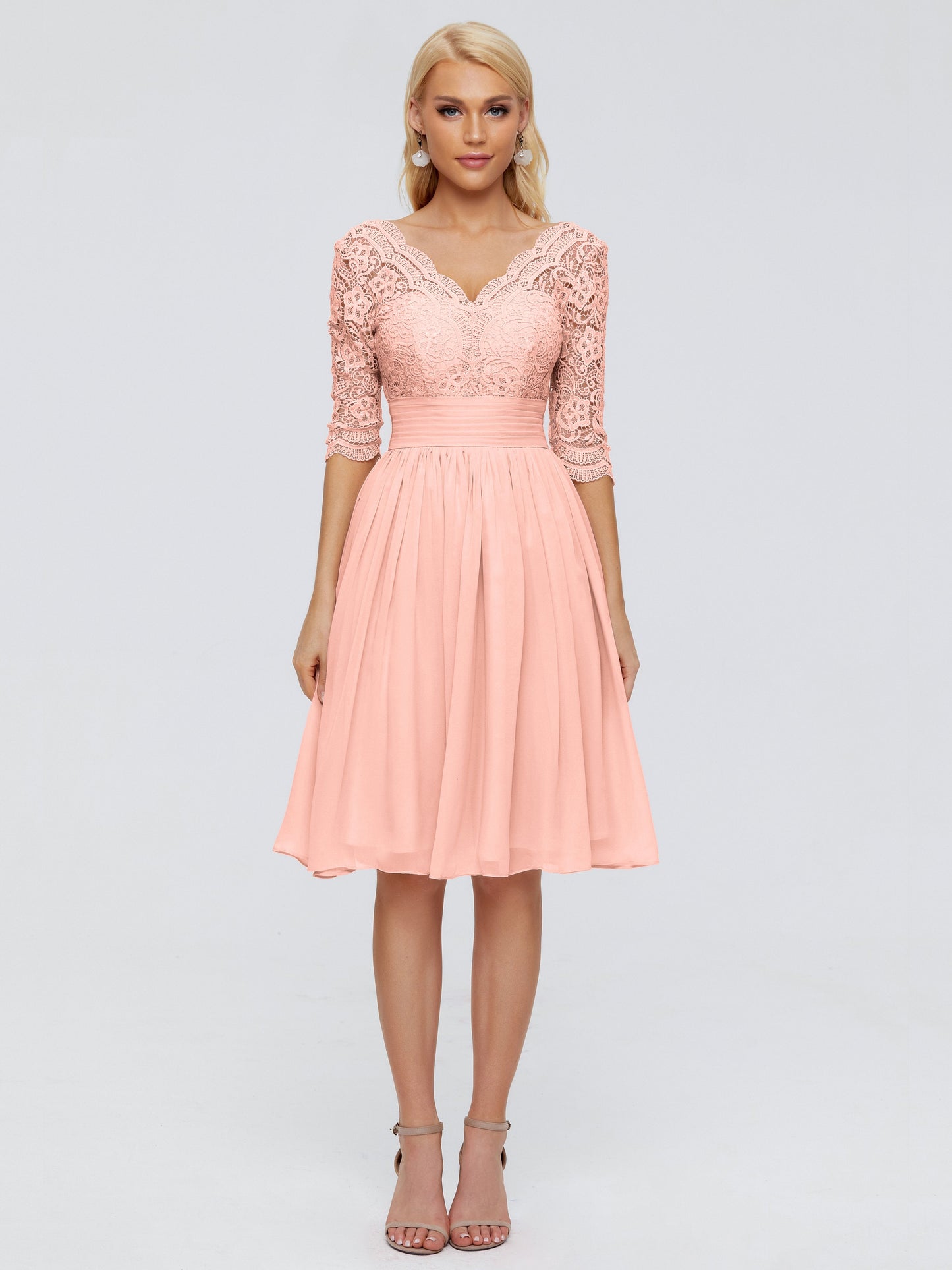 Jordyn Knee Length Lace Bridesmaid Dresses