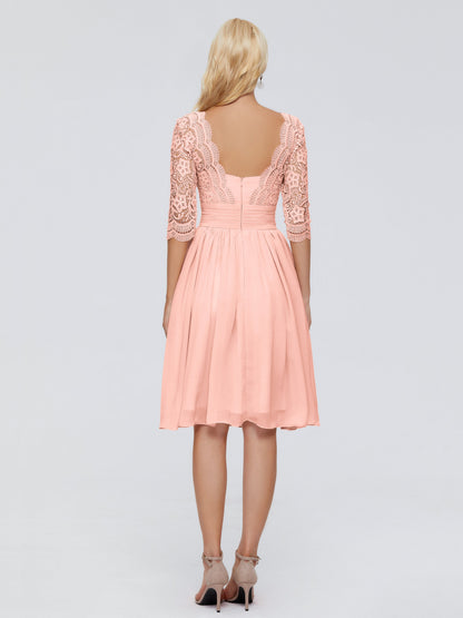 Jordyn Knee Length Lace Bridesmaid Dresses