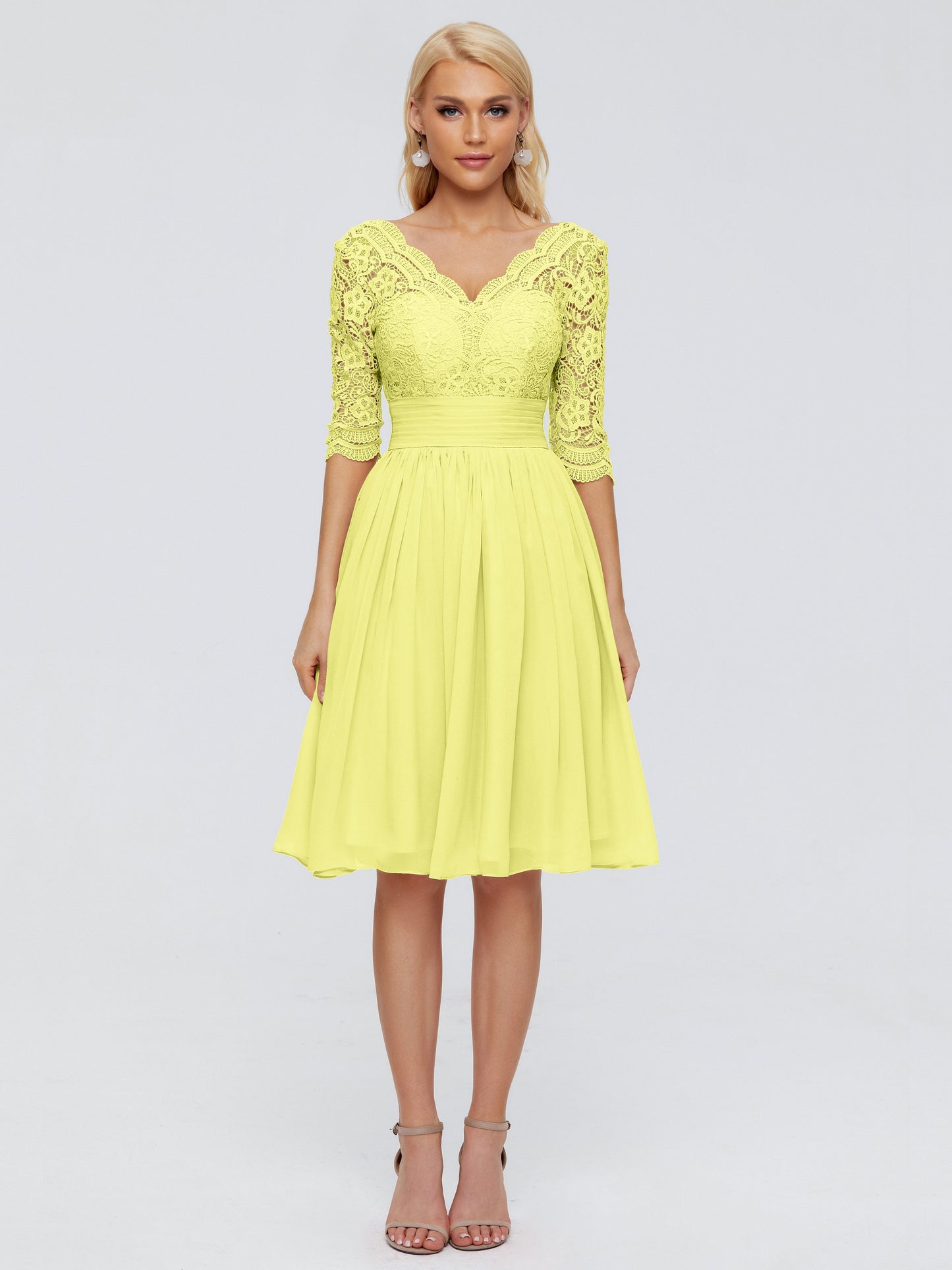 Jordyn Knee Length Lace Bridesmaid Dresses