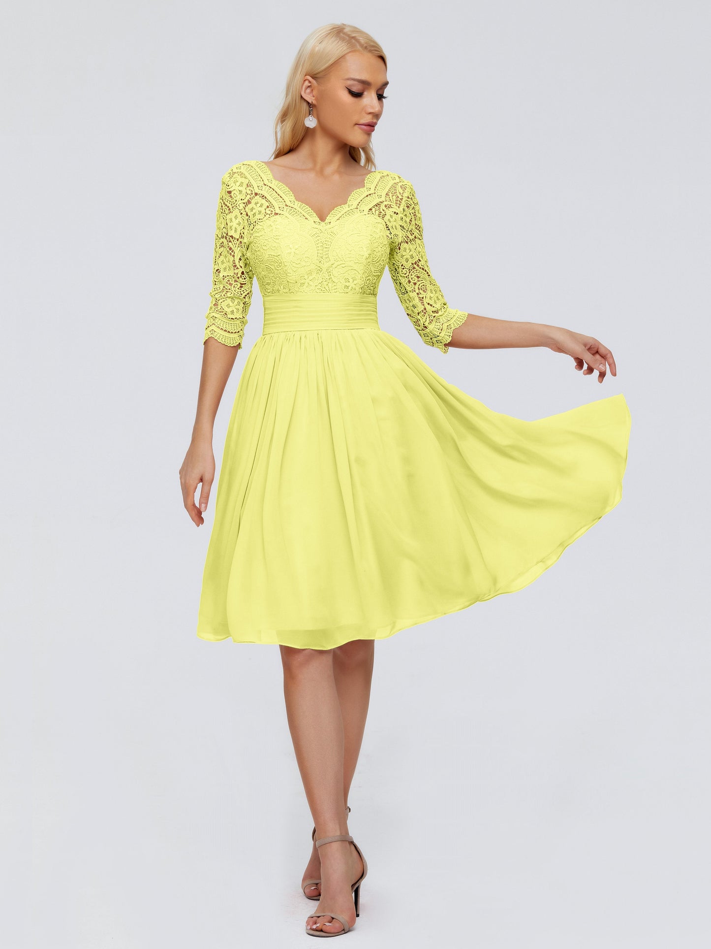 Jordyn Knee Length Lace Bridesmaid Dresses