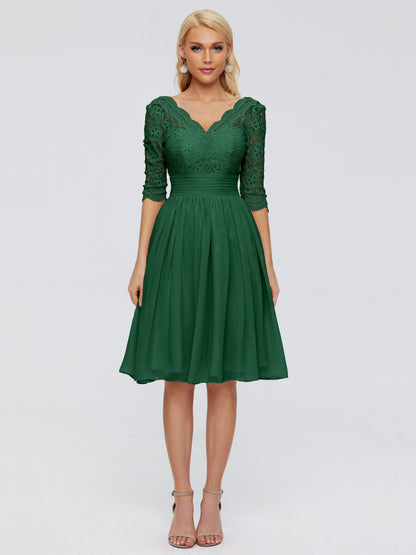 Jordyn Knee Length Lace Bridesmaid Dresses