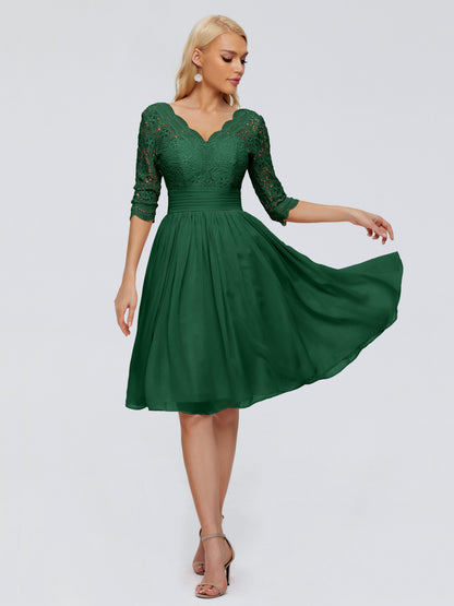 Jordyn Knee Length Lace Bridesmaid Dresses