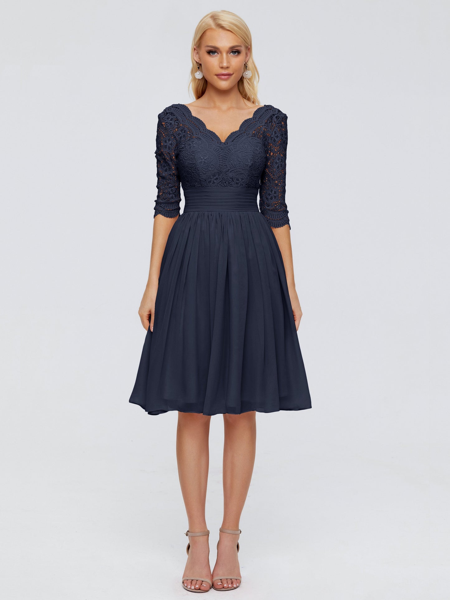 Jordyn Knee Length Lace Bridesmaid Dresses