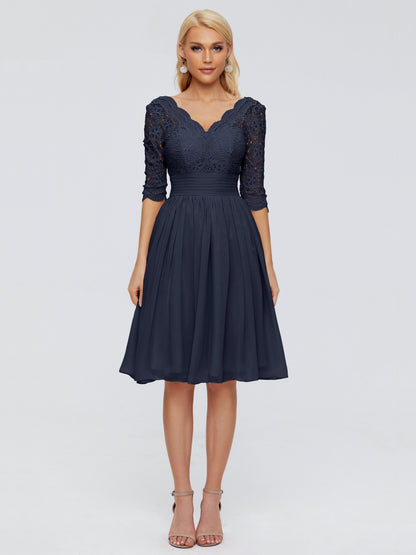 Jordyn Knee Length Lace Bridesmaid Dresses