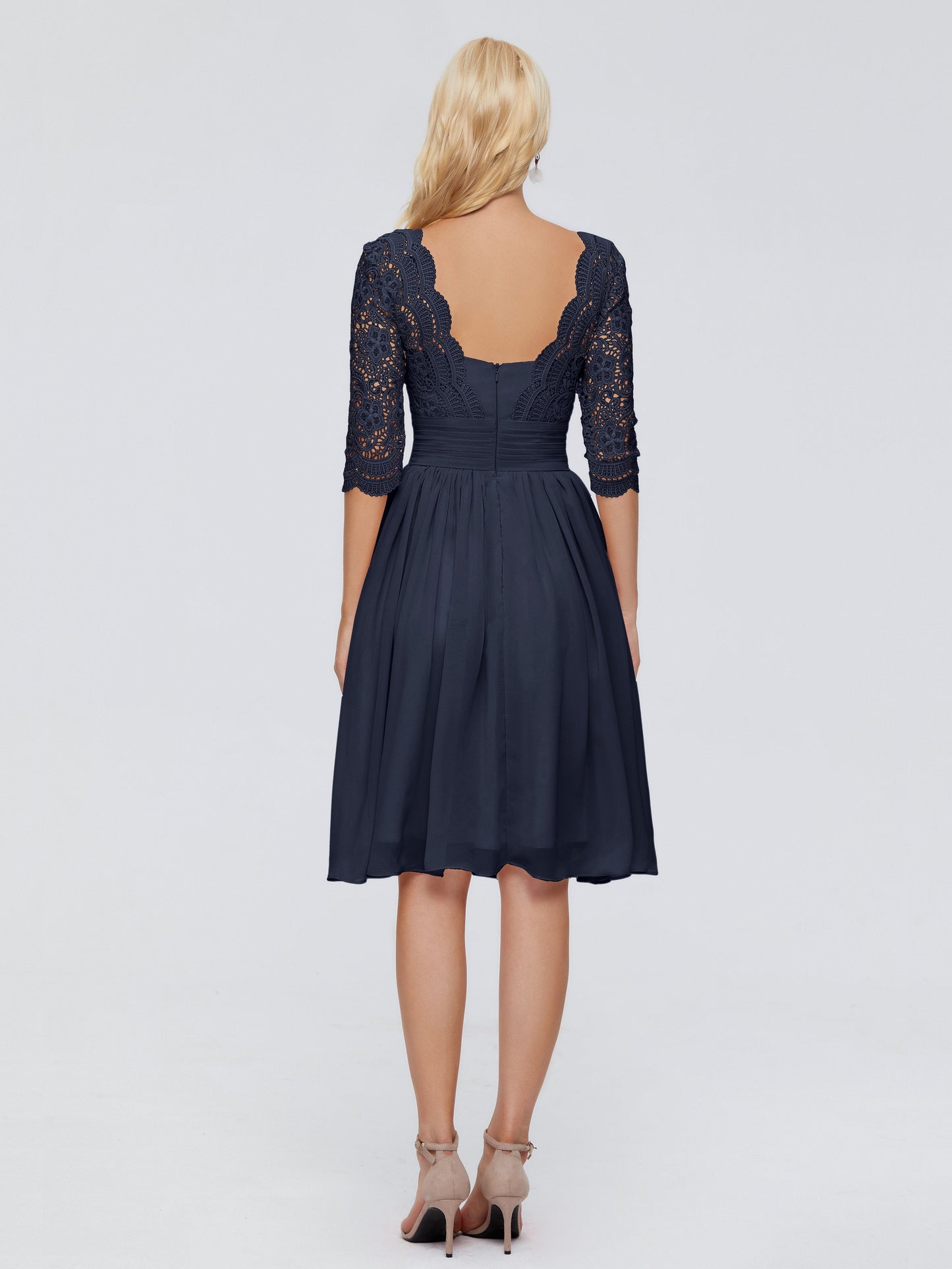 Jordyn Knee Length Lace Bridesmaid Dresses