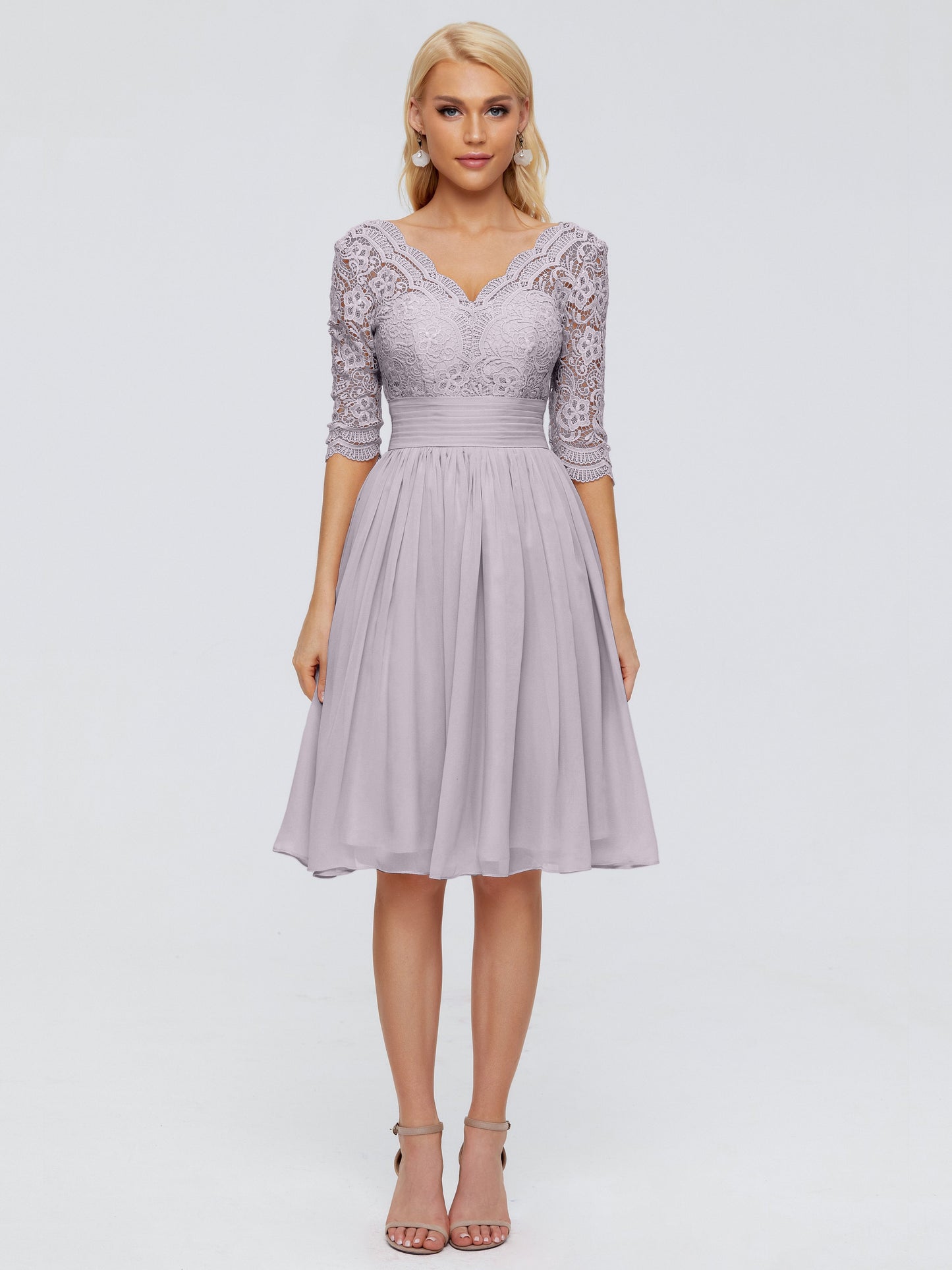 Jordyn Knee Length Lace Bridesmaid Dresses