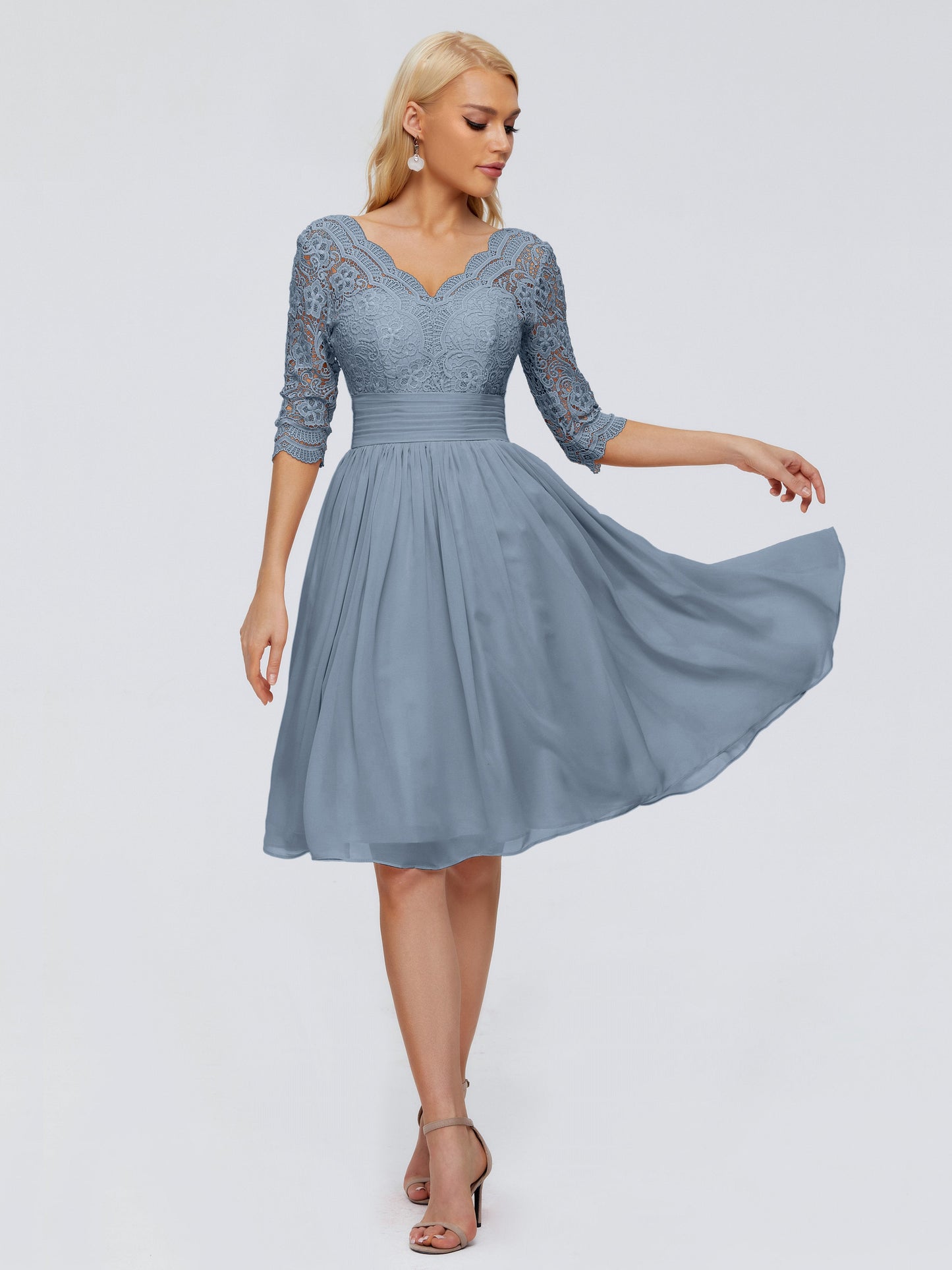 Jordyn Knee Length Lace Bridesmaid Dresses