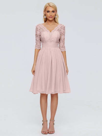Jordyn Knee Length Lace Bridesmaid Dresses