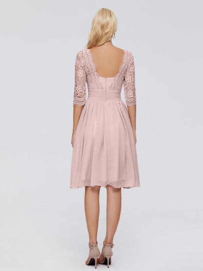 Jordyn Knee Length Lace Bridesmaid Dresses