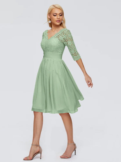Jordyn Knee Length Lace Bridesmaid Dresses