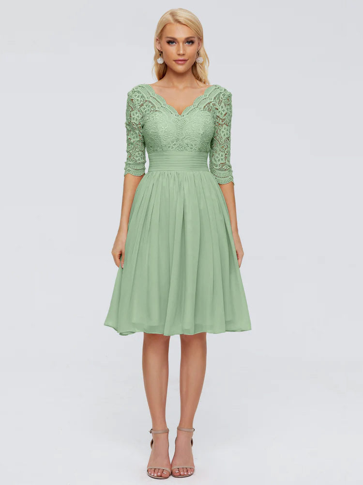 Jordyn Knee Length Lace Bridesmaid Dresses