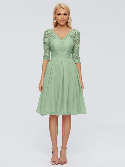 Jordyn Knee Length Lace Bridesmaid Dresses