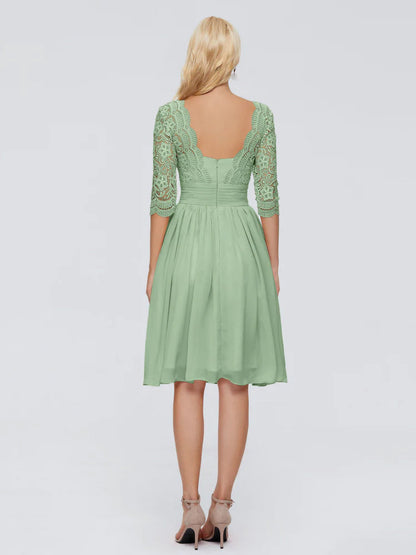 Jordyn Knee Length Lace Bridesmaid Dresses