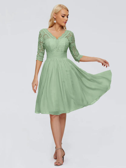 Jordyn Knee Length Lace Bridesmaid Dresses