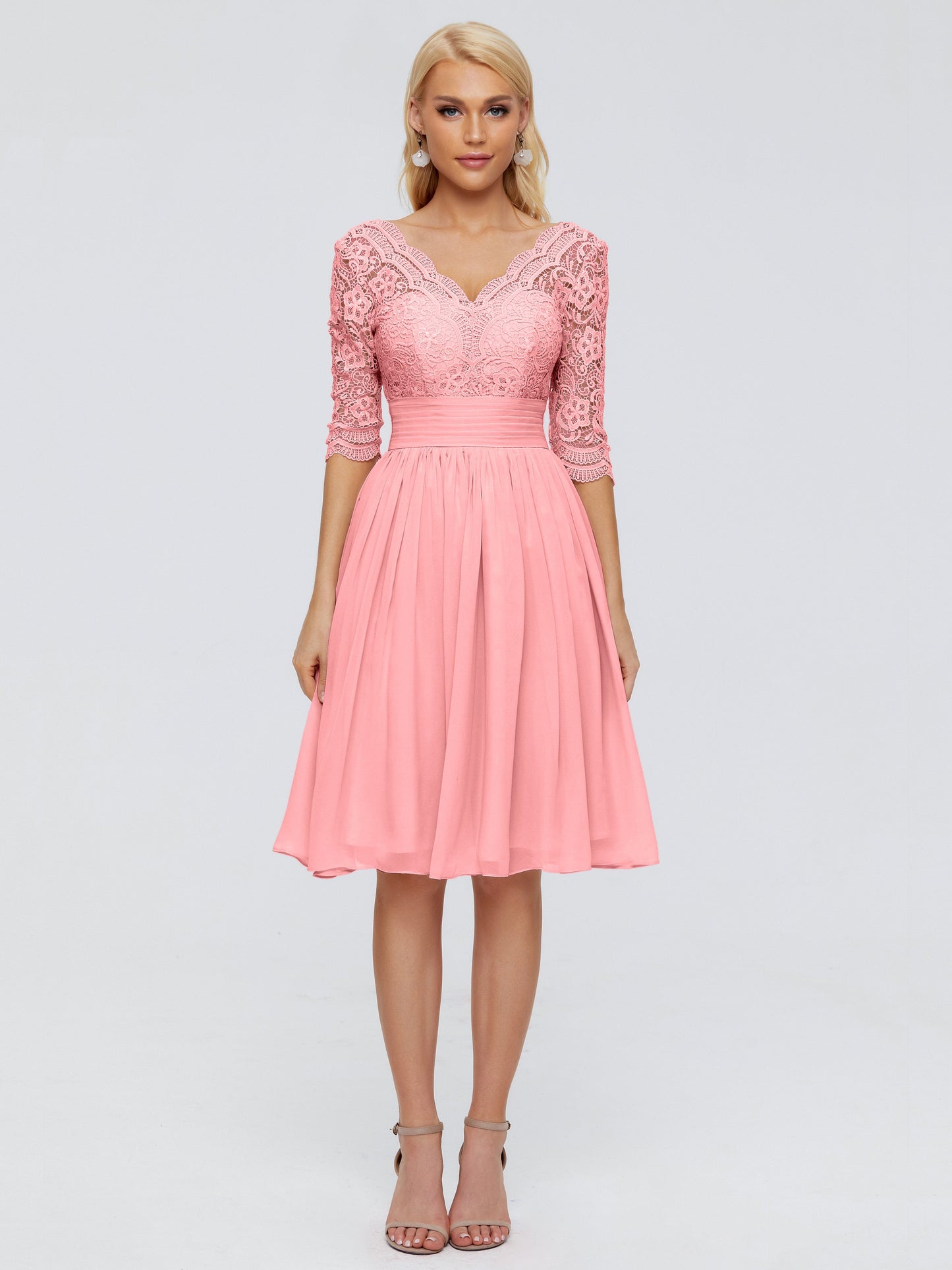 Jordyn Knee Length Lace Bridesmaid Dresses