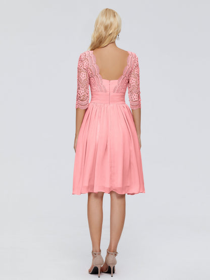 Jordyn Knee Length Lace Bridesmaid Dresses
