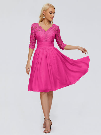 Jordyn Knee Length Lace Bridesmaid Dresses