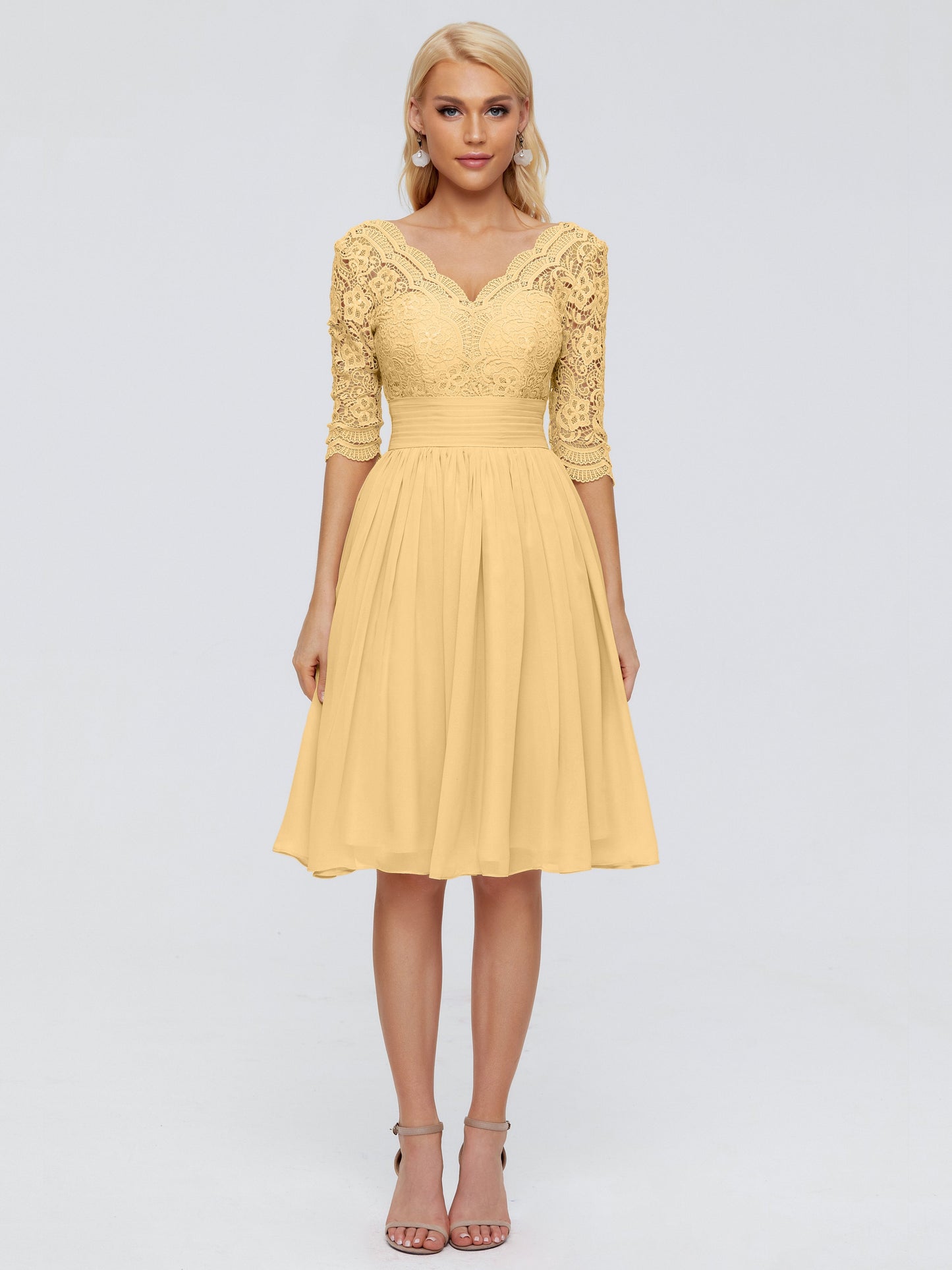 Jordyn Knee Length Lace Bridesmaid Dresses