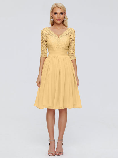 Jordyn Knee Length Lace Bridesmaid Dresses
