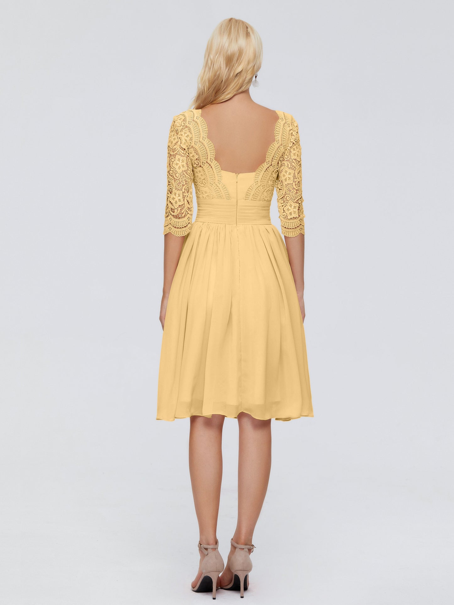 Jordyn Knee Length Lace Bridesmaid Dresses