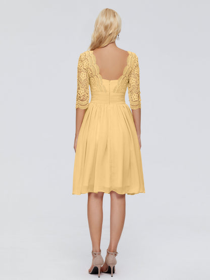 Jordyn Knee Length Lace Bridesmaid Dresses