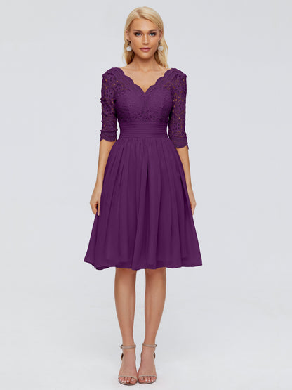 Jordyn Knee Length Lace Bridesmaid Dresses